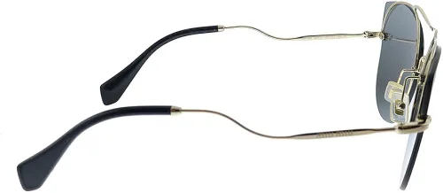 Vista 3 de Miu Miu Core Collection MU 52SS ZVN1A1 - Gafas de sol de metal dorado pálido con mariposa lente gris