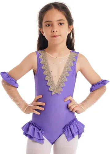Vista 2 de YEAHDOR Disfraz de espectáculo de circo para niñas pequeñas, disfraz de una pieza, leotardo de baile, uniforme de Halloween, traje de Halloween