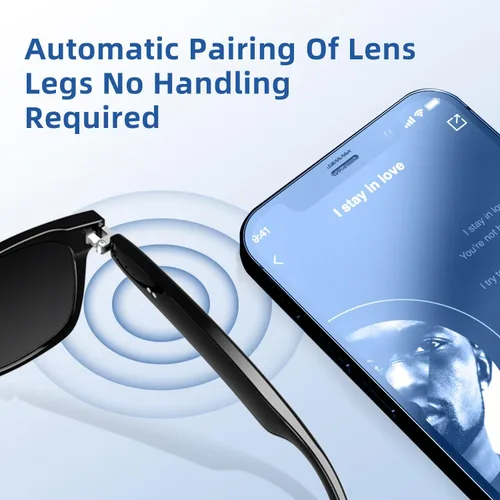 Vista 6 de Lentes inteligentes para hombres y mujeres, lentes de sol inteligentes con audio con lentes polarizadas, lentes de sol Bluetooth, llamadas manos