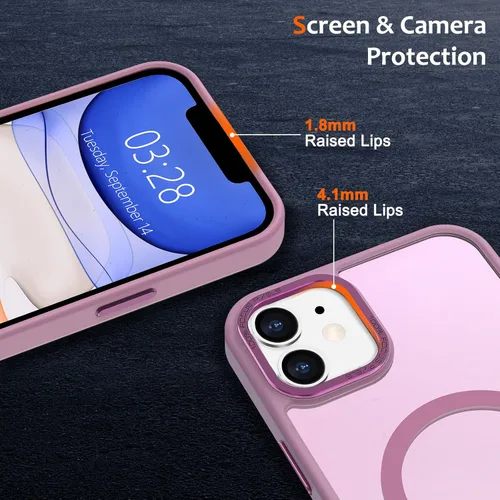 Vista 1198 de Anuck - Funda magnética para iPhone 11 compatible con MagSafe, carcasa trasera mate translúcida dura, borde de TPU, delgada, resistente a impactos