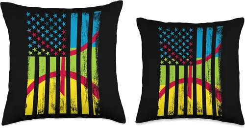 Vista 3 de Amazigh & USA Flag for proud People Amazigh & USA - Almohada de 16 x 16 pulgadas, multicolor
