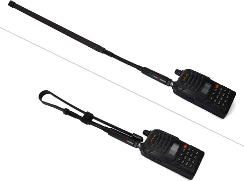 Vista 6 de TWAYRDIO Antena táctica CS 144/430MHz 2M/70CM 18.7 pulgadas plegable BNC antena para ICOM IC-A14 IC-V8 Vertex HX300 HX320 Kenwood TK100 TK200 Radio
