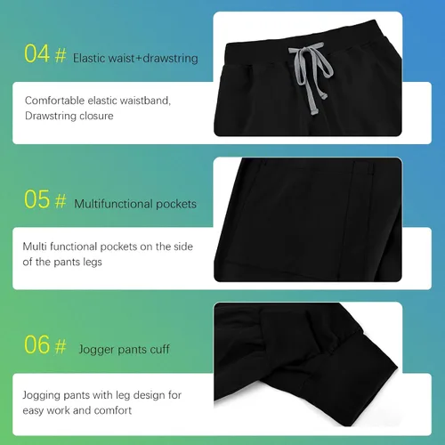 Vista 5 de niaahinn Conjunto de ropa quirúrgica clásica con cuello en V y pantalón deportivo de yoga, uniforme médico de enfermería