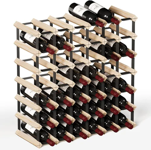 Vista 9 de Urban Deco Estante pequeño para 5 botellas, moderno almacenamiento de vino de alambre de metal para encimera, mesa, café, bar, cocina, color negro
