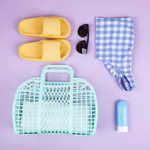 Vista 5 de BABANA Bolsas de gelatina Cesta de regalo reutilizable Bolsa de playa para niñas Niño Bolsa de gelatina para niños, Halloween, novia, cesta