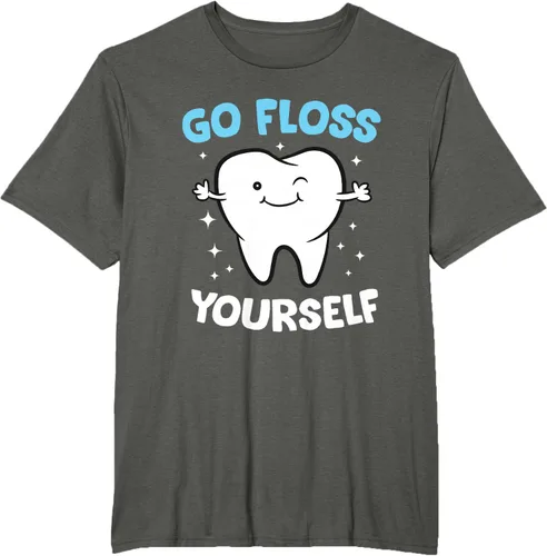 Vista 7 de Camiseta higienista dental, asistente dental, Go Floss Yourself dentista, Negro, S
