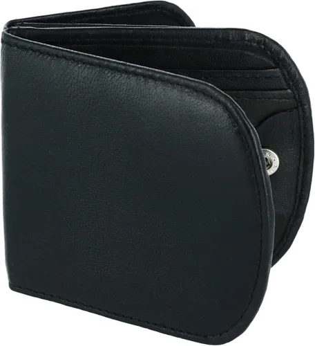 Vista 2 de CTM Cartera de taxi plegable en C con bolsillo frontal de cuero para hombre, Negro