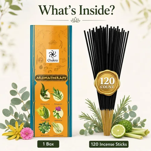 Vista 6 de Paquete de regalo de incienso de aromaterapia – 120 varillas naturales (6 cajas) – Relajante, alivio del estrés, meditación, refrescante