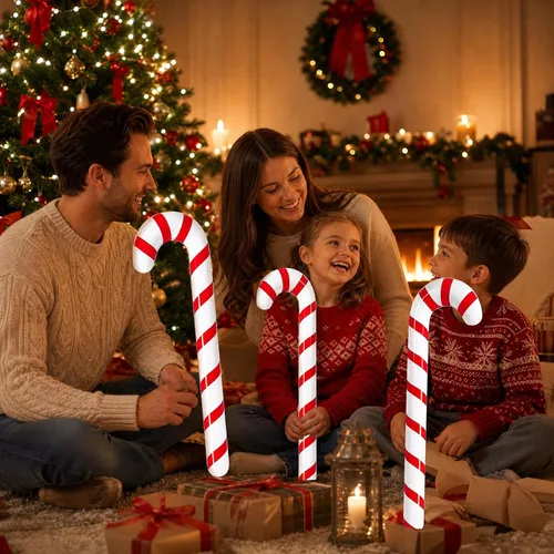 Vista 5 de Bastón de caramelo inflable de Navidad de 6 piezas de 35 pulgadas