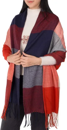 Vista 9 de YSense Women's Long Plaid Blanket Chunky Oversized WinterFall Warm Scarf Big Tartan Scarves Wrap Shawl Gifts