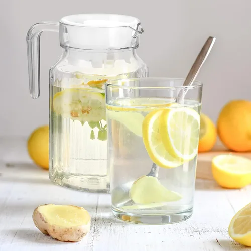 Vista 9 de BESPORTBLE Jarra de vidrio con tapa – Juego de 2 jarras de agua de vidrio de 20 onzas / 20.3 fl oz – Jarra transparente para cerveza fría para agua