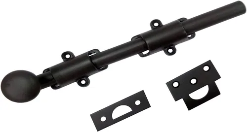 Vista 11 de QCAA Perno de puerta holandés de latón macizo, 12 pulgadas, negro mate, fabricado en Taiwán, 1 paquete