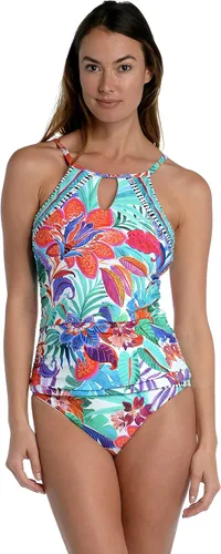Vista 3 de La Blanca Traje de baño tankini con cuello alto y abertura para mujer