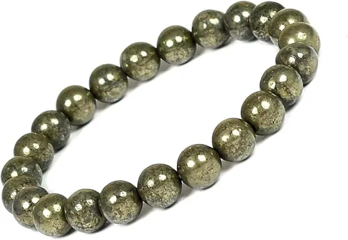 Vista 6 de Pulsera de cuentas de pirita - joyería de astronomía, cuentas de piedra natural AAA de 0.315 in, Gema, Ágata