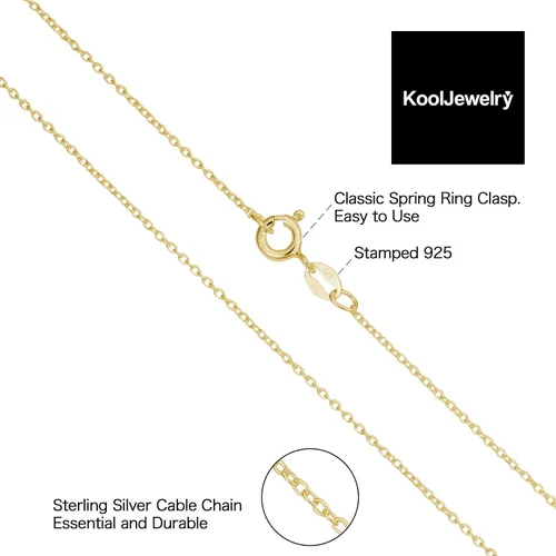 Vista 24 de Kooljewelry Collar de plata de ley u oro amarillo sobre plata de ley para mujer (0.047 in, 0.063 in o 0.083 in)