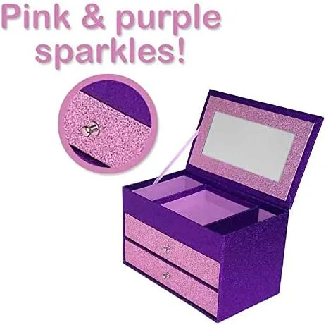 Vista 6 de Sparkle Glamour Joyero Organizador (morado con cajones rosados)