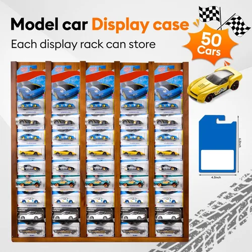 Vista 10 de Vitrina para coche con ruedas calientes cardadas, capacidad para 50 coches
