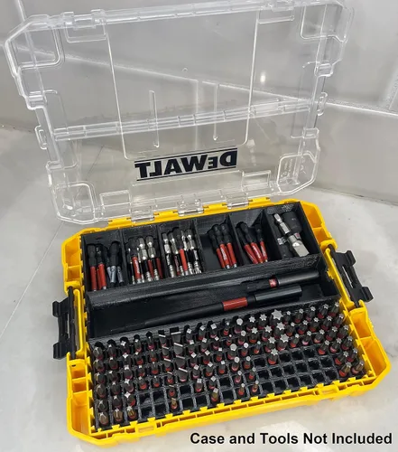 Vista 3 de TOOLCRAFT3D Soporte de brocas de impacto diseñado para DEWALT Medium ToughCase (7 compartimentos + 120 bits) Solo inserto (negro)