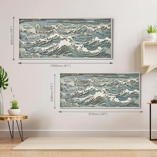 Vista 9 de NEODECO Decoración de pared de ondas de madera paramétrica, escultura de pared de madera 3D, arte de pared de madera de olas en el océano