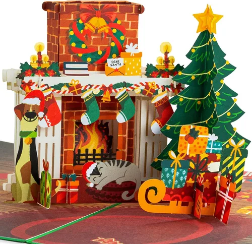 Vista 13 de Paper Love Tarjeta de Navidad desplegable 3D, automóvil, regalo para Navidad o vacaciones, cubierta de 5 x 7 pulgadas, incluye sobre y etiqueta