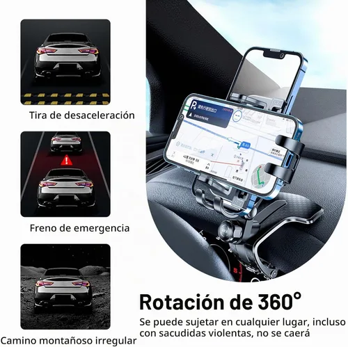 Vista 5 de Soporte para teléfono de automóvil, soporte de navegación para consola central, soporte giratorio ajustable universal, compatible con teléfonos