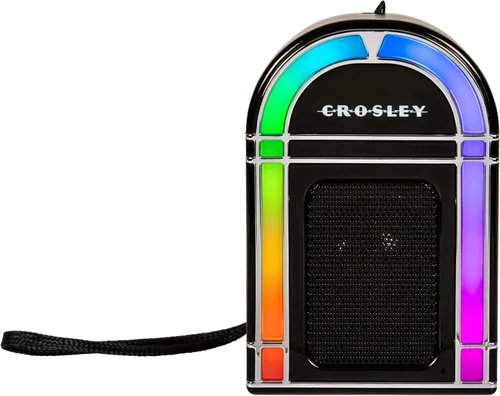 Vista 16 de Crosley CR3046A-AB Mini Jukebox Altavoz Bluetooth portátil con luces LED y micrófono, azul aguamarina