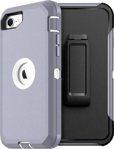 Vista 10 de MXX Funda diseñada para iPhone SE 2020/SE 2022, funda protectora resistente con protector de pantalla [3 capas] cubierta de protección de goma