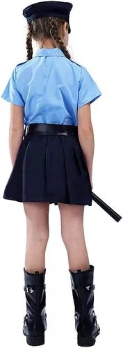Vista 4 de Liatunou Disfraz de oficial de policía para niñas, conjunto de uniforme de policía de Halloween