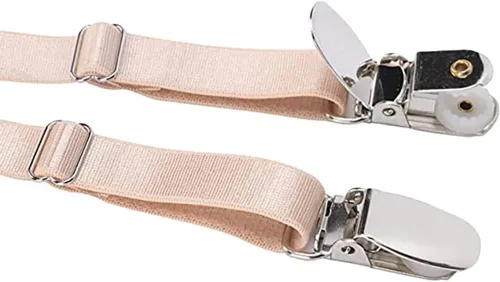 Vista 5 de Mens Shirt Stays Upgrade Adjustable Elastic Garter Military Shirts Holder with Non-slip Locking Clamps Beige