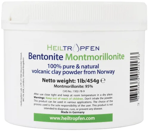 Vista 2 de Bentonita Montmorillonita en polvo, 1 libra, ULTRA FINO, contenido de montmorillonita: 95%, polvo mineral natural. Heiltropfen®