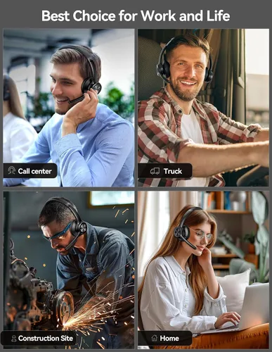 Vista 7 de TECKNET Auriculares Inalámbricos, Auriculares Bluetooth con Micrófono de Cancelación de Ruido AI - Auriculares Bluetooth V5.2 Recargables, 50H