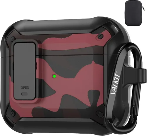 Vista 27 de Valkit Funda para Airpods Pro 2 con cerradura, funda militar de cuerpo completo para AirPod Pro rígida con llavero, funda para Airpods Pro de 2ª/1ª