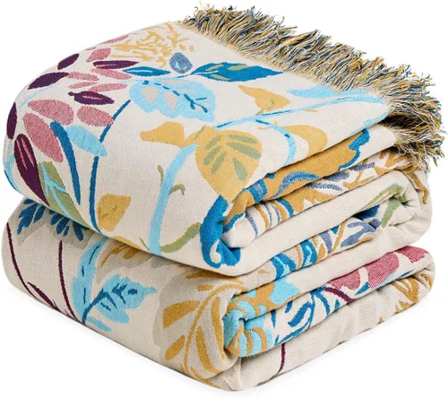 Vista 11 de LUTBM Manta bohemia para sofá de 50 x 60 pulgadas, 100% algodón, suave Animal-pájaro-a