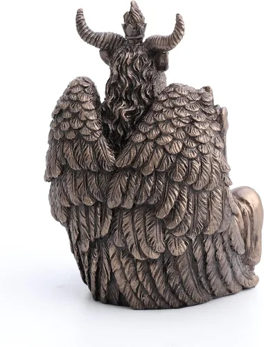 Vista 6 de Estatua de 11,4 cm de Veronese Design de Baphomet en Pose de Meditación Sentado, Escultura de Resina con Acabado Pintado a Mano