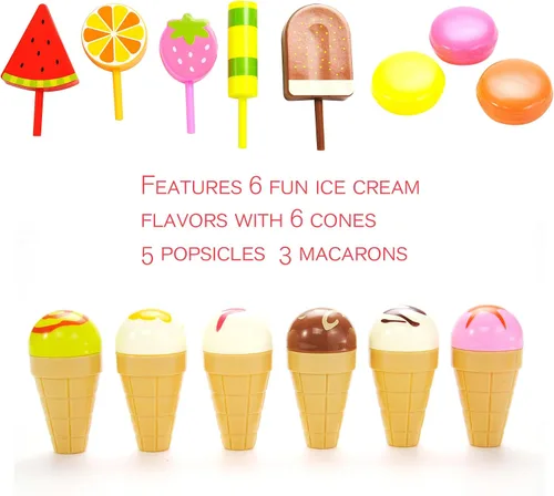 Vista 4 de PowerTRC Juego de 22 piezas de torres de helados y postres Perfecto para aventuras de juegos de niños con paletas y delicias de helado