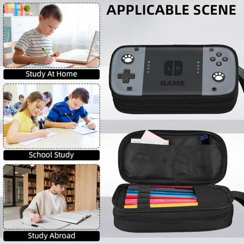 Vista 3 de Estuche para lápices gamer para niños, estuche grande para niños, adolescentes, escuela, caja de bolígrafos de gran capacidad, organizador con 2