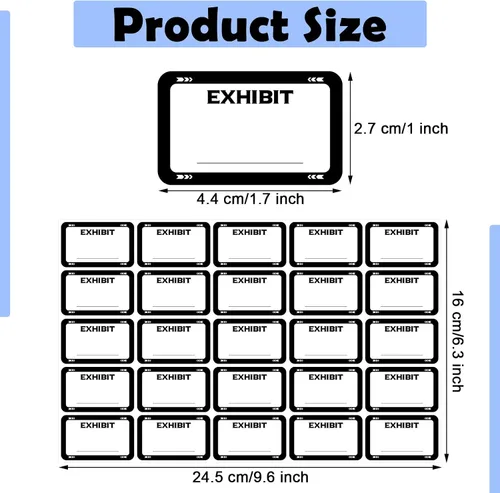 Vista 6 de 1000 calcomanías de exhibición legal de 1.65 x 1 pulgadas, pestañas de exhibición de demandantes, etiquetas de nombre, etiquetas en blanco
