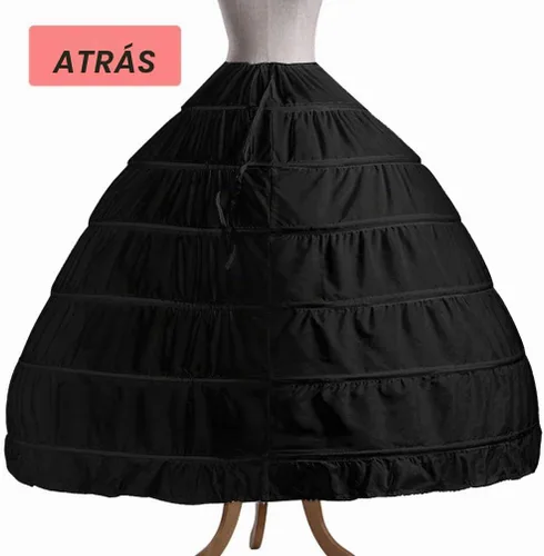 Vista 8 de 6 Hoop Skirt for Women Ball Gown Petticoat Underskirt Negro