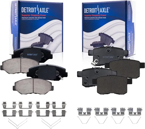 Vista 87 de Detroit Axle - Pastillas de freno para Ford F-150 99-03, 02 Lincoln Blackwood, Pastillas de freno de cerámica delanteras y traseras con repuesto