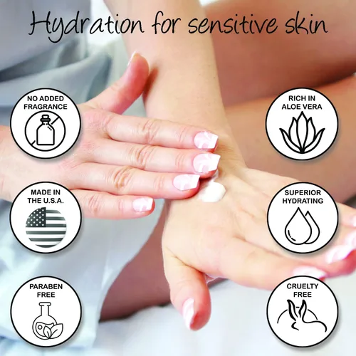 Vista 4 de Deluvia Loción corporal hidratante y loción facial, 8 onzas con aloe vera orgánico, manteca de karité, aceite de jojoba orgánico, vitamina E y B5.