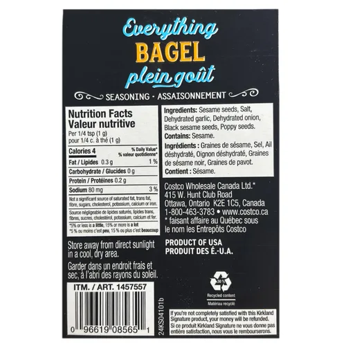 Vista 2 de Kirkland Signature Everything - Condimento para bagel, 17.8 onzas