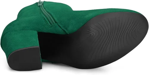 Vista 5 de Allegra K Botines de tacón grueso con cremallera lateral y punta redonda para mujer