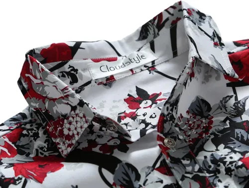Vista 3 de Cloudstyle Camisa de hombre elegante corte ajustado con botones y manga larga floral