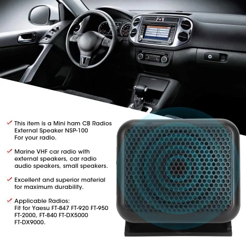 Vista 2 de Ciciglow Mini altavoz externo rectangular del alto rendimiento NSP-100 para la radio del CB, FT-847 FT-920 FT-950 FT-2000