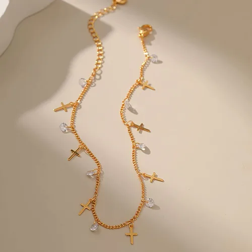 Vista 46 de Tobillera para mujer, chapada en oro de 18 quilates, tobillera con dije de oro, impermeable, para verano, playa, cadena de pie, joyería para regalos