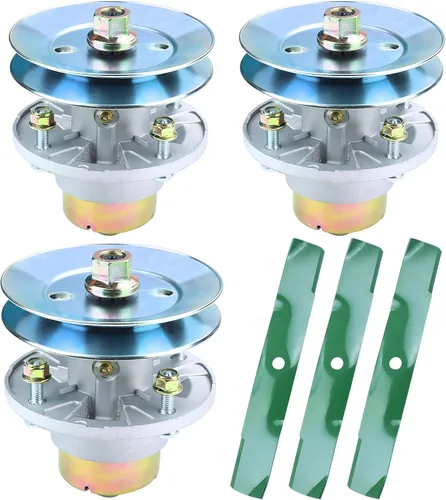 Vista 15 de Conjunto de husillo AM144608 previamente engrasado con polea de husillo UC20697 para John Deere X330 X350 X354 X370 X380 X384 X390 X394 X570 X580