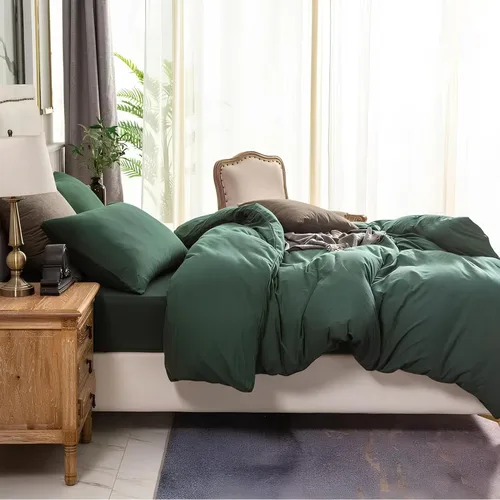 Vista 3 de INDACORIFY Cotton Duvet Cover in Forest Green Boho Bedding 100% Cotton Washed Duvet Cover Queen Size Bedding Cover Custom Size Comorter Cover Set