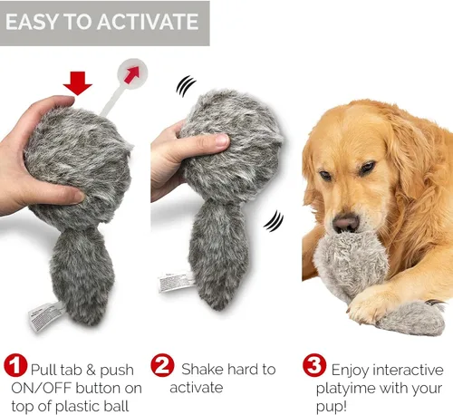 Vista 4 de Juguetes de peluche interactivos para perros Hyper Pet Doggie Tail (se mueve, vibra y ladra, juego estimulante) Durable boredom buster with