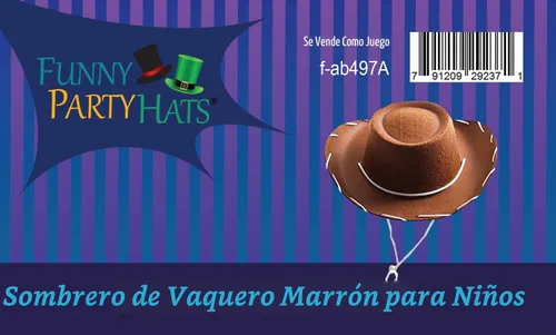 Vista 3 de Sombrero de vaquero Century Novelty de fieltro para niños, marrón