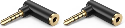 Vista 11 de CableCreation Adaptador de audio angular de 0.138 in, conector de auriculares estéreo TRRS de 1/8 macho a hembra compatible con auriculares